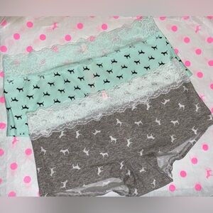 2 PINK Victoria’s Secret panties bundle lace boyshort panty pink pup floral lace